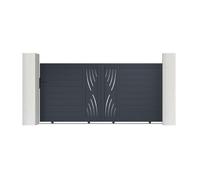 Lot Portail coulissant et Portillon - Casanoov - VELETA - 3,5m H.147cm / Portillon 1m H.147cm - Gris Anthracite - Aluminium