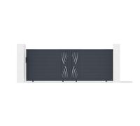 Casanoov Portail coulissant 4m VELETA H.140cm + Portillon 1m VELETA H.140cm aluminium gri