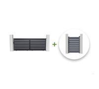Lot portail coulissant et portillon - Casanoov - VOGEL - 4m H.145cm / Portillon 1m H.145cm - Gris - Aluminium