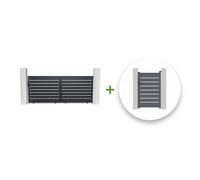 Lot portail coulissant et portillon - Casanoov - VOGEL - 4m H.163cm / Portillon 1m H.163cm - Gris - Aluminium