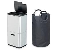 Lot poubelle de cuisine 3 bacs de tri sélectif 63 L inox et grand panier de tri 72 L Mathon