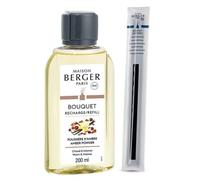 lot : recharge bouquet maison berger poussière d'ambre + 8 brins
