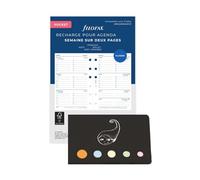 Lot Recharge Pocket Horizontal 1 Semaine sur 2 Pages en Français 2026 2027 Compatible avec Filofax + 1 Index Adhésif Blumie