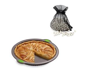 Lot Rigiflex Moule à tarte cannelée silicone structure acier + Billes en céramique Mathon