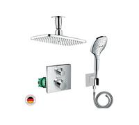 Lot robinet douche encastré thermostatique Ecostat Square + Douche de tête Raindance E 240 fixation plafond