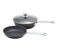 Lot sauteuse 24 cm + poêle 20 cm - BAUMALU - Black edition - Avec couvercle - Aluminium