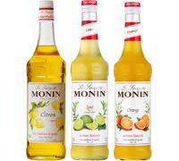 Lot sirops agrumes MONIN - Citron 1L, Citron vert 70cL, Orange 70cL