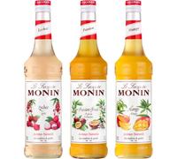 Lot sirops exotiques MONIN - 3x70cL Litchi, Fruit de la passion, Mangue