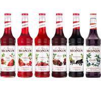 Lot sirops fruits rouges et noirs MONIN - Fraise 1L, Framboise 70cL, Cranberry 70cL, Cerise 70cL, Cassis 1L, Myrtille 70cL