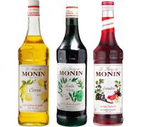 Lot sirops incontournables MONIN - 3x1L Citron, Menthe, Grenadine
