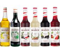 Lot sirops incontournables MONIN - 6x1L Citron, Menthe, Grenadine, Orgeat, Cassis, Fraise