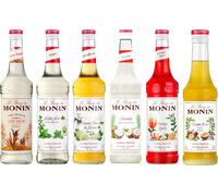 Lot sirops indispensables cocktails MONIN - Sucre de canne, Mojito, Fleur de sureau, Coco, Orange spritz, Fruit de la passion - 6x70cL