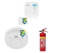 Lot Smartwares détecteur de CO FGA-13091 + Détecteur de fumée 10.025.28 + Smartwares Extincteur Mousse 2 L FEX-15226
