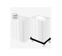 Lot socle rouleur + 20 bacs à pâtons 15 L + couvercle