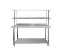 Lot Table de travail Support Plan Cuisine 2 Niveaux 1800mm & Etagère d'Appoint