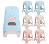 Lot Tabourets Ronds Empilables en Plastique, Siège sans Dossier Flexible Intérieur Extérieur, Chaise Légère pour École Classe Maison Bureau Crèche