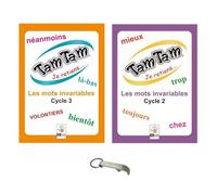 Lot Tam Tam Je Retiens Les Mots Invariables Cycle 2 + Cycle 3 Jeu de Cartes Version Française + 1 Décapsuleur Blumie