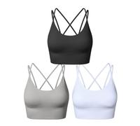 Lot to 3 Soutien Gorge Sport Femme Bretelles Fines DéBardeur Sport avec BrassièRe IntéGréE Grande Taille Sexy Couleur Pure DéContracté Chic Soutien-Gorge pour Yoga
