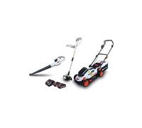 Lot Todeuse a batterie 33cm fonction mulching + coupe-bordure + souffleur de feuilles 20V + 2 batteries 20v 2Ah TCB20V-2XLI2AF