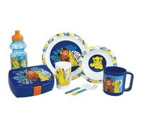 Lot Vaisselle Disney Le Roi Lion - Fun House - 006360 - Verre, Assiette Creuse, Assiette Plate, Mug, Gourde, Boîte Goûter Couverts