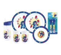 Lot vaisselle - FUN HOUSE - DISNEY LILO ET STITCH - 2 Verres, 2 Assiettes plates Ø22 cm, Assiette creuse Ø16cm, Couverts, Gourde