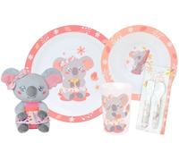 Lot vaisselle - FUN HOUSE - KOALA - Verre 220 ml, assiette creuse Ø 16 cm, assiette plate Ø 22 cm, couverts et peluche 22 cm