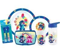 Lot vaisselle - FUN HOUSE - LILO ET STITCH Verre, assiette Ø22 cm et Ø16 cm, couverts, gourde et boite goûter