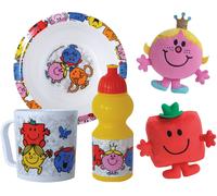 Lot vaisselle - FUN HOUSE - MONSIEUR MADAME - Assiette creuse Ø16 cm, gourde 350 ml, mug 350 ml et 2 peluches 12 cm