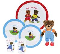 Lot Vaisselle - Fun House - Petit Ours Brun - Assiette Plate Ø 22 Cm, 2 Assiettes Creuses Ø 16 Cm, 2 Verres 220 Ml Et Peluche 18 Cm Multicolore