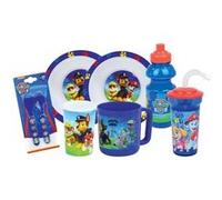 Lot vaisselle Pat'Patrouille - Verre, 2 Assiettes creuses Ø 16 cm, couverts, gourde, gobelet et mug Bleu G