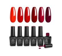 Lot vernis semi-permanent 6 couleurs UV/LED, kit DIY manucure rouge chatoyant cadeau fête des mères nail art design moderne