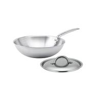 Lot wok tout inox Alchimy 32 cm et couvercle De Buyer