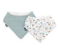 Lot X2 Bavoirs Bandana - Domiva - Tu - Mousseline - Celadon Imprimé Au Fil De L'eau