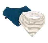 Lot X2 Bavoirs Bandana - Domiva - Tu - Mousseline - Indigo Rayures