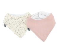 Lot X2 Bavoirs Bandana - Domiva - Tu - Mousseline - Vieux Rose Pois Rose