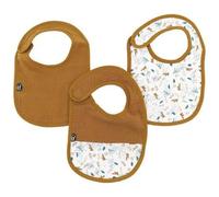 Lot X3 Bavoirs - Domiva - 6-12 Mois - Gaze De Coton - Caramel Imprimé Au Fil De L'eau