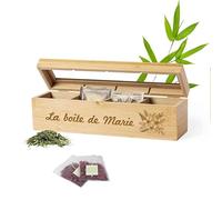 lotdevin Boite a The Bambou Personnalisable - Coffret tisanes et infusions personnalisé Prénom, Message et Logo [ Boite Bambou ]