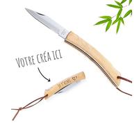 lotdevin Canif de poche pliant Mabouteille.fr - Couteau personnalisé homme Gravure Laser pour prénom & logo [ Couteau pliant de poche ] (Bambou)