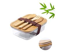 lotdevin Lunch box isotherme Mabouteille.fr® - Lunch box verre & bambou avec couvercle personnalisable Gravure Laser [ Bento box gamelle repas ]
