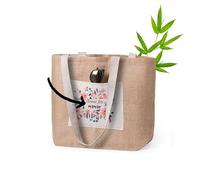 lotdevin Sac toile de jute personnalisable - Cabas toile de jute avec votre Texte, Image, Logo… [ Sac de plage femme ]