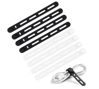 Loted 8 Attache Câble Silicone,Cable Tie Réutilisable,130 mmSerre Cable Silicone,Sangle Câble Chargeur pour Gérer Câbles Charge, Câbles D'ordinateur e Câble réseau(Noir,Blanc)