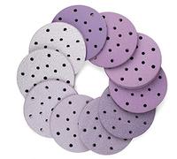 LotFancy 100 Pièces Disque de Ponçage 150mm tour Disques Abrasifs 40 60 80 120 150 220 240 320 400 800 Grain, 17 Trous, luxe, Durable, Exellent pour Excentrique (Violet)