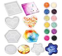 LotFancy Lot de 5 moules en résine avec 12 couleurs à paillettes brillantes