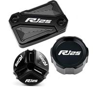 LOTFI Convient for Yamaha R125 YZF R125 2010-2023 Accessoires Moto en Aluminium Avant arrière Couvercle de réservoir de Liquide de Frein Bouchon de Remplissage d'huile Moteur (Size : Black-3 Caps COM