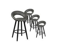 LOTHAR - Lot de 4 Tabourets Gris et Noirs -