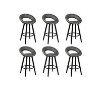 LOTHAR - Lot de 6 Tabourets Gris et Noirs -