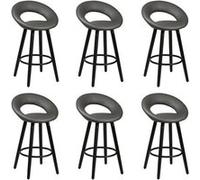 LOTHAR - Lot de 6 Tabourets Gris et Noirs -