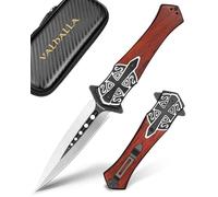 LOTHAR PASTOR 2 Couteau Pliant, D2 Acier Couteau à Une Main Avec Clip de Ceinture, Couteau de Poche Avec Gravure en Relief 3D, Liner Lock, Convient Pour la Collection