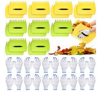 Lothee Lot de 10 pelles à feuilles avec gants en plastique léger pour ramasser les feuilles, les coupures d'herbe et les ordures (jaune vert)