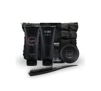Lothmann Coffret Coiffure Plaquée, Glam Fiber + Gel EGO + Cire Shine + Brosse Chignon, Tous Types de Cheveux, 4 Produits